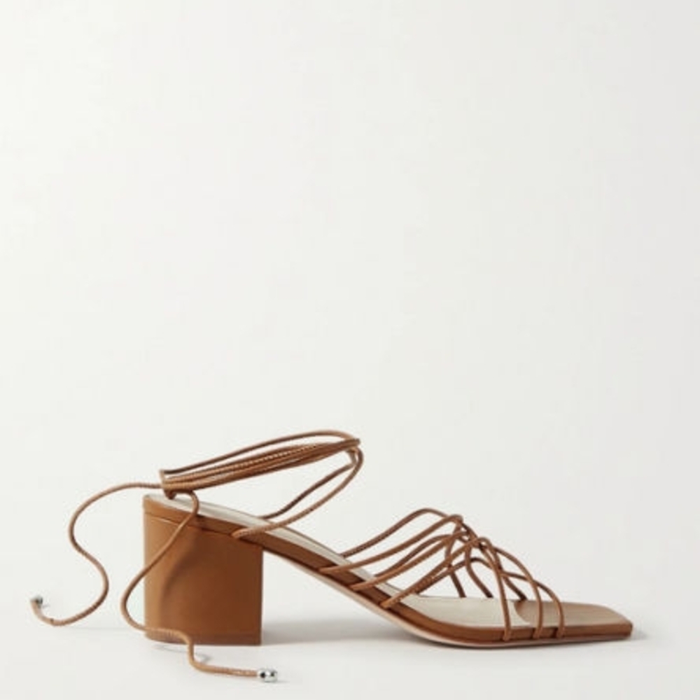 PORTE & PAIRE Tan Strappy Block Heel Sandals